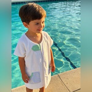 The Beaufort Bonnet Company TBBC Yacht Club Terry Coverup White Blue 4T NWT